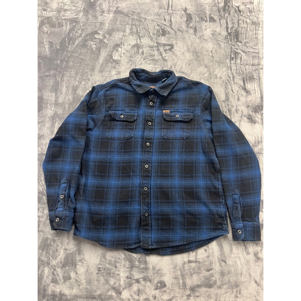 Orvis Flannel Shirt Mens XL Blue Black Plaid Heavyweight Classic Collection